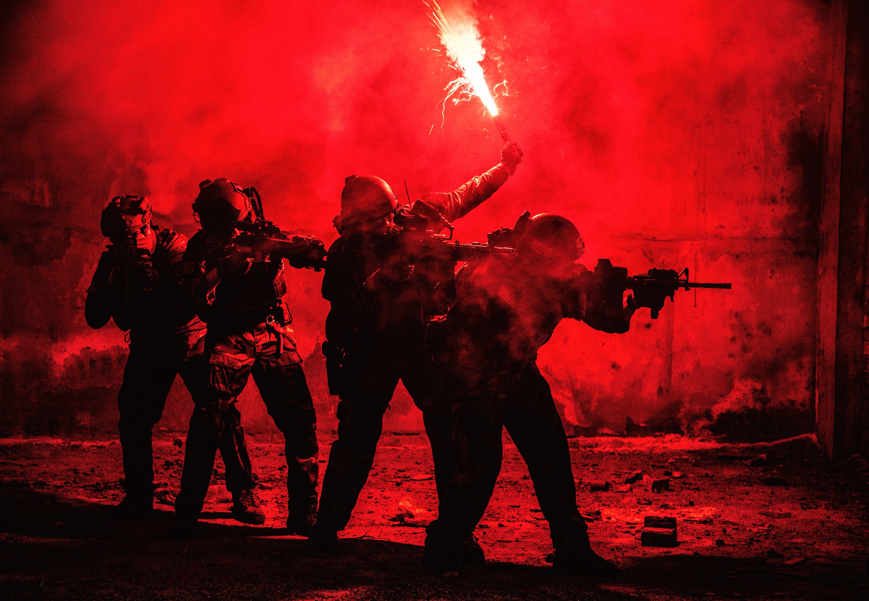 Raven operators signaling for evacuation with a flare